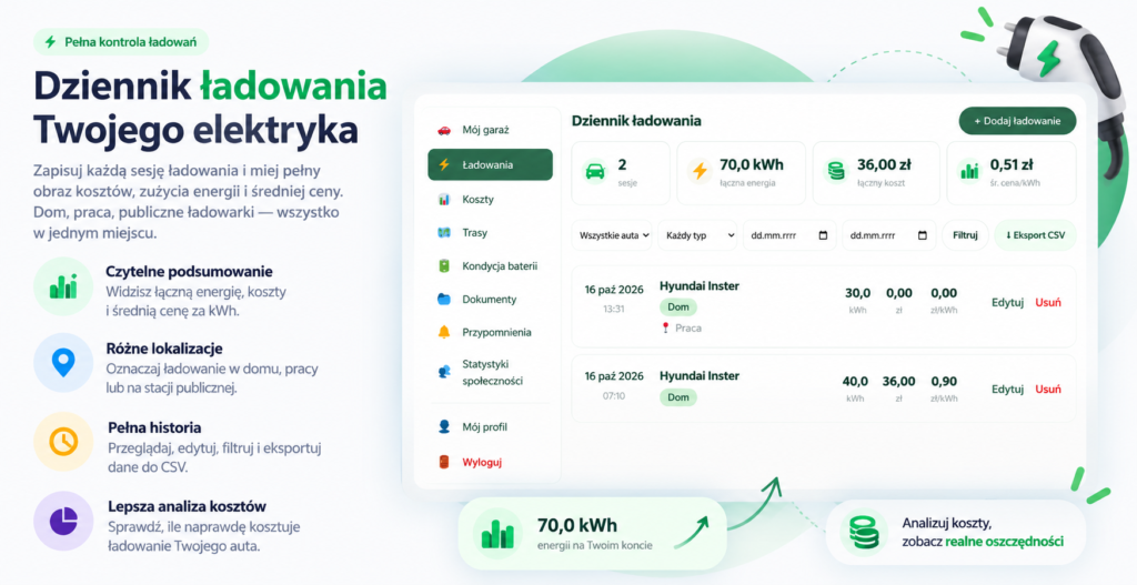Zrzut ekranu panelu Mój Elektryk